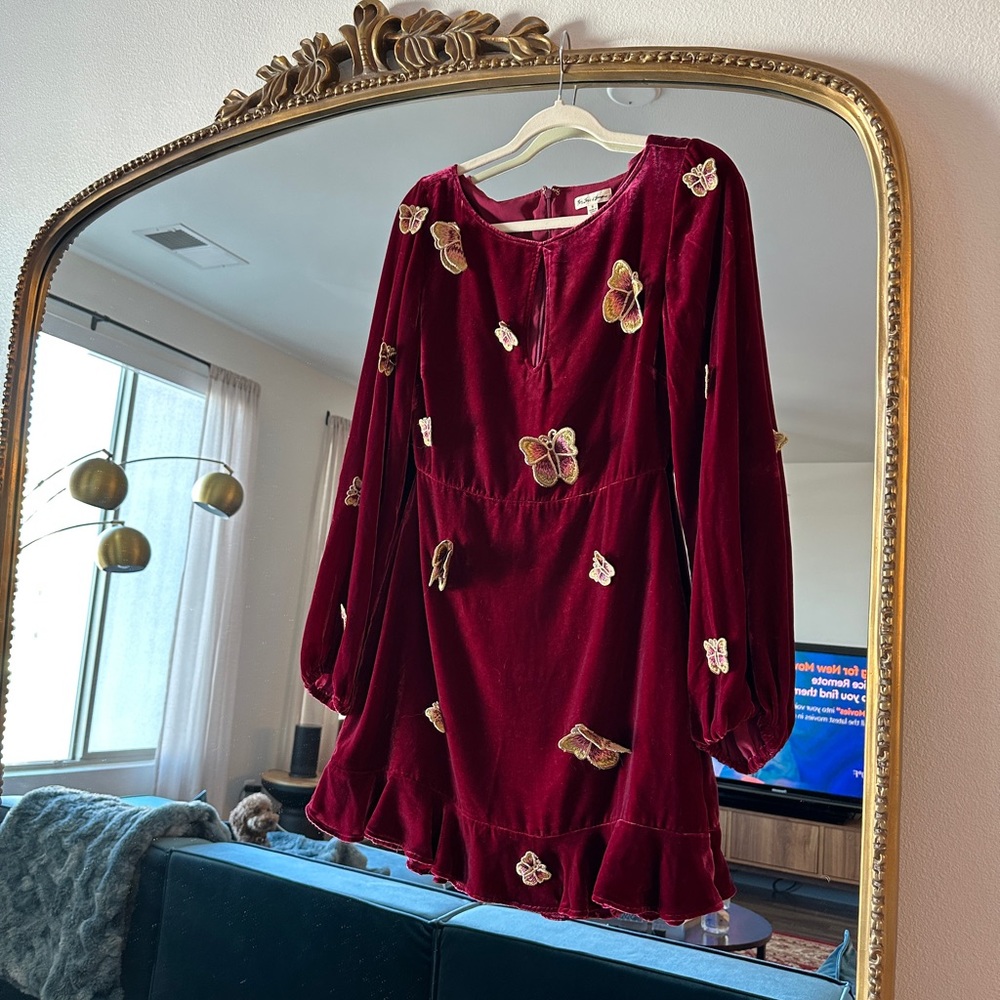 For Love & Lemons Papillon mini dress in raspberry size small